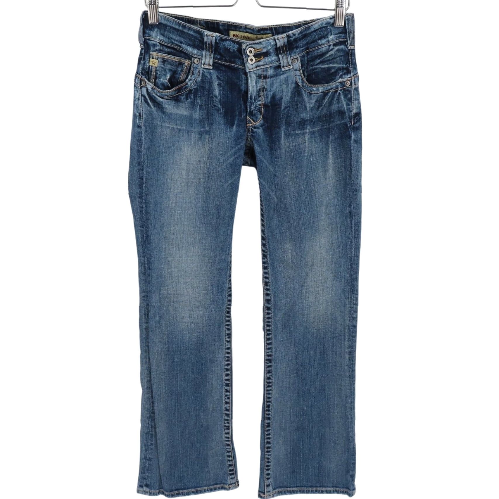 Denime Big Star Casey K Low Rise Distressed Stonewash Denim Blue Jeans Pants Women 28 Regular 5-Pocket Design Bootscut Size 28" / US 6 / IT 42 - 2 Thumbnail
