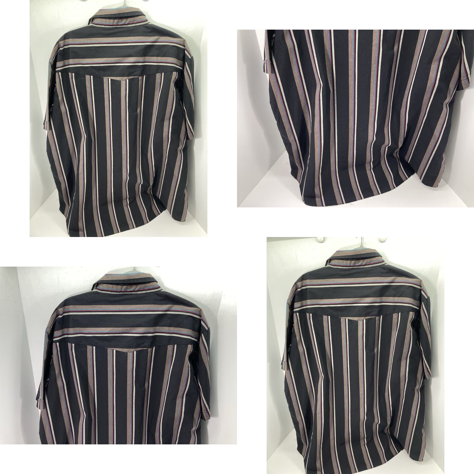 Vintage VINTAGE Plains Big Man Pearl Snap Western Shirt Men Big 2X Black Stripe Short Sleeve VTG NWOT Size US XXL / EU 58 / 5 - 8 Thumbnail