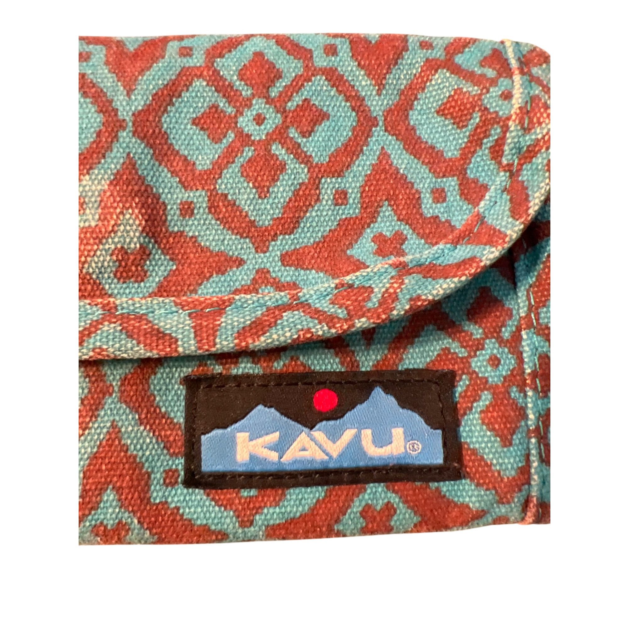 KAVU Kavu Trendy Geometric Print Wallet Blue Brown Trifold Zip Po Size ONE SIZE - 2 Thumbnail