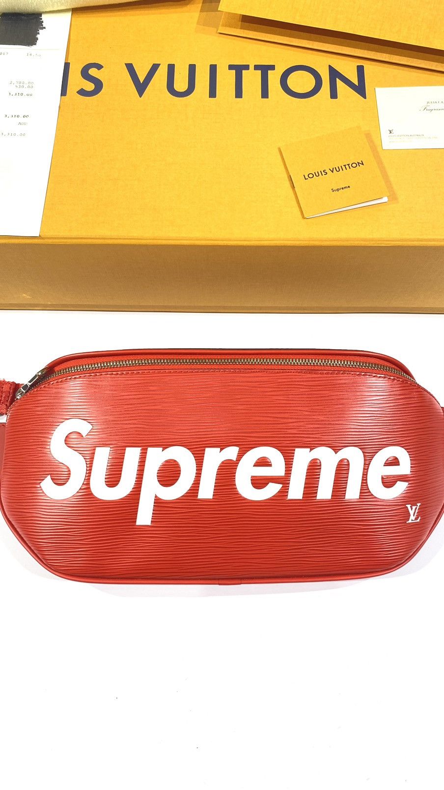 Louis Vuitton × Supreme Louis Vuitton X Supreme Bumbag Red EPI Leather Size ONE SIZE - 1 Thumbnail