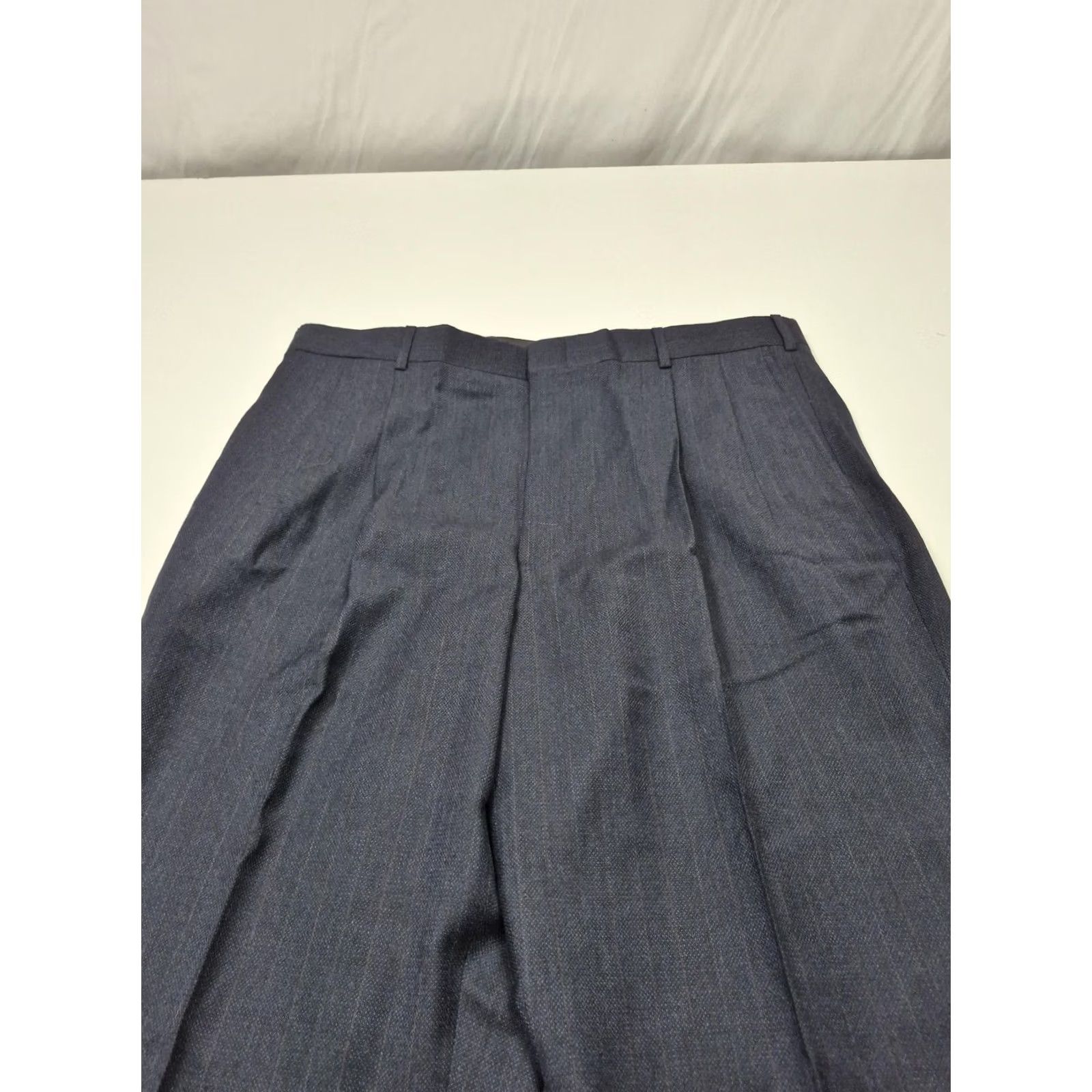 Vintage VTG John Alexander Dress Pants Mens 38x36 Blue Wool Pleated Straight Unhemmed Size US 38 / EU 54 - 2 Thumbnail