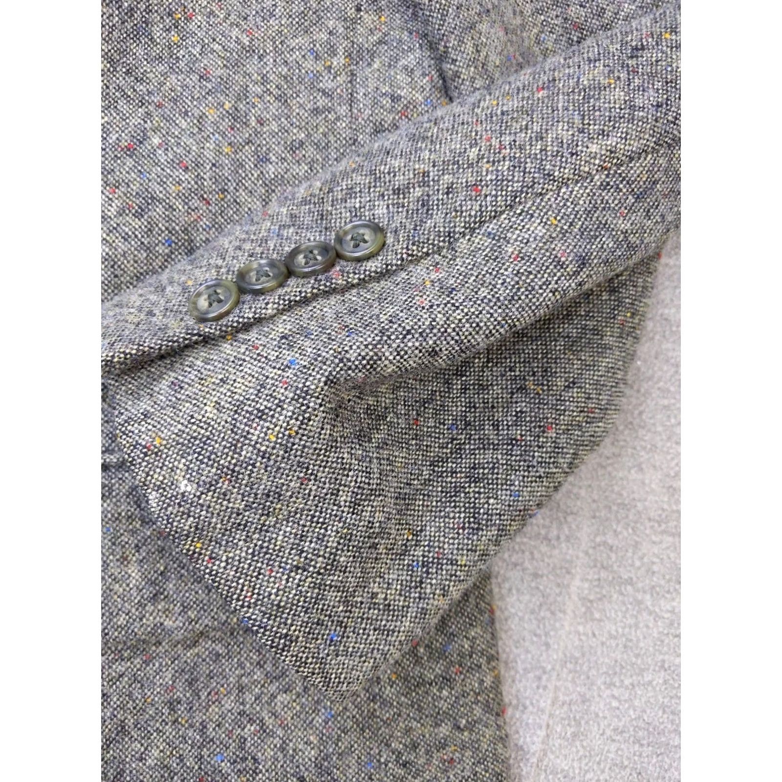 Lands' End Lands End Blazer Mens Large Long Gray Wool Herringbone Tweed Sport Coat Jacket USA Size 38R - 2 Thumbnail