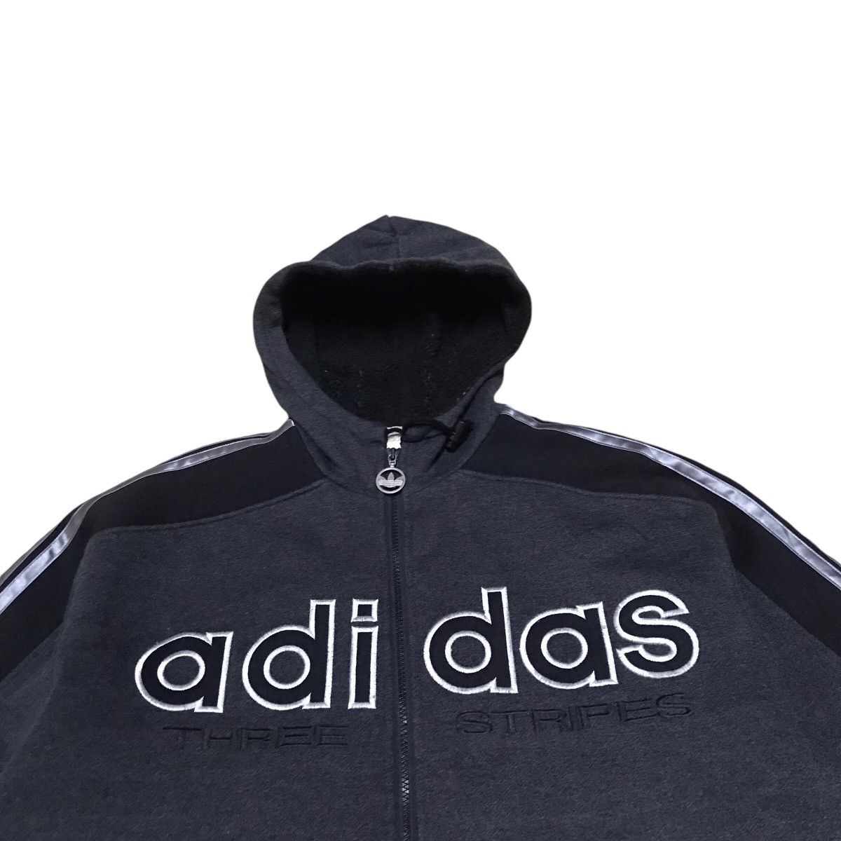 Adidas × Vintage VINTAGE 90s ADIDAS BIG LOGO THREE STRIPED HOODIE Size US L / EU 52-54 / 3 - 6 Thumbnail