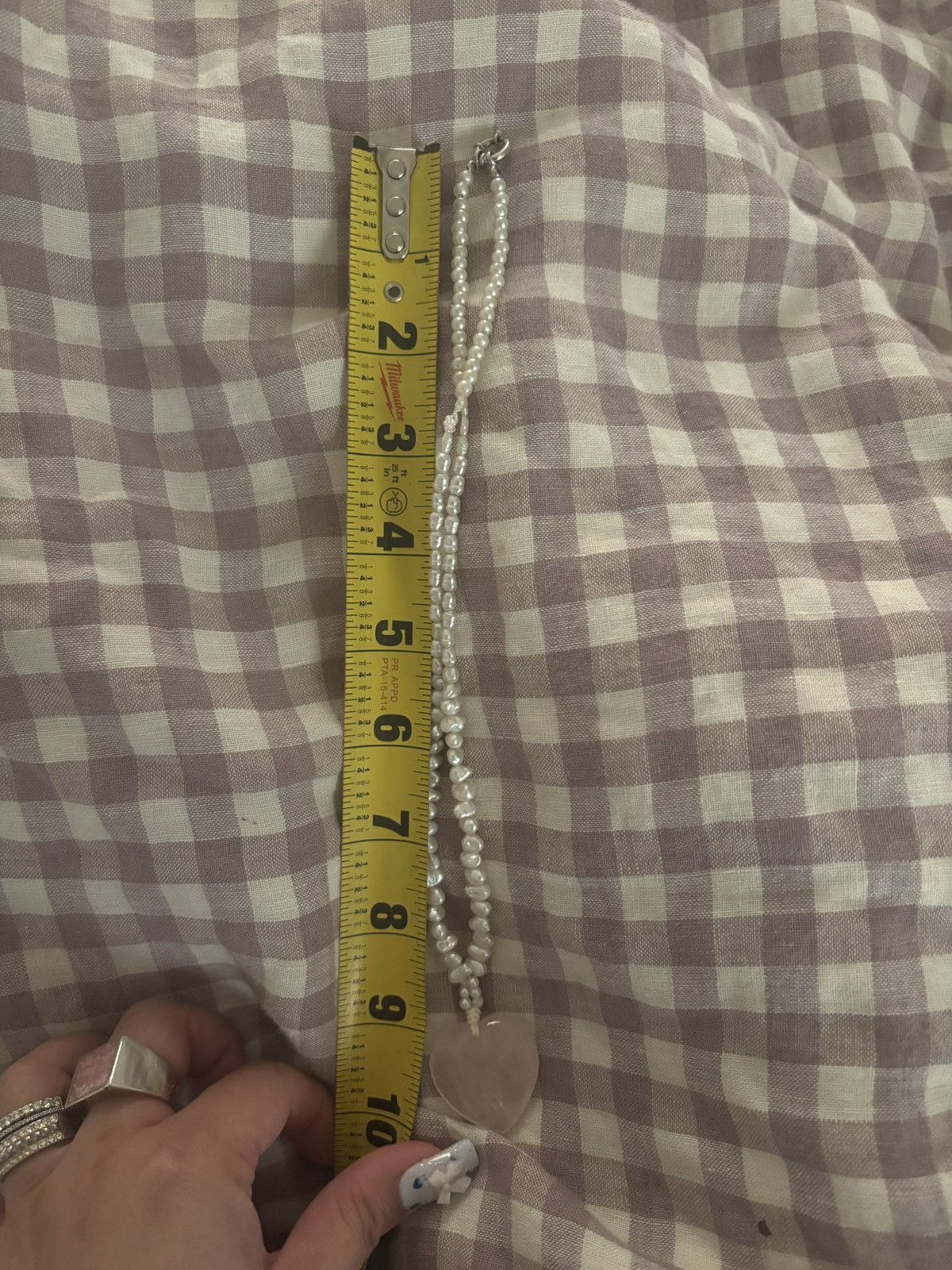 Vintage White Pearl Freshwater Pearl Pendant heart crystal Necklace Size ONE SIZE - 5 Thumbnail