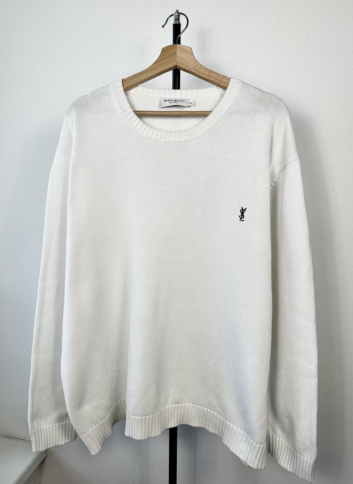 Yves Saint Laurent Vintage Yves Saint Laurent Pour Homme Knit Sweater White XXL Size US XXL / EU 58 / 5 - 1 Thumbnail