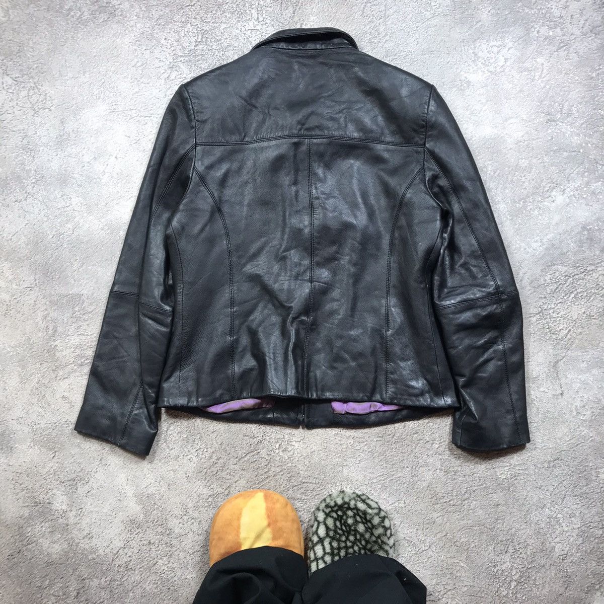 Vintage Vintage 90s Faded Black Leather Jacket Streetwear Slim M Size M / US 6-8 / IT 42-44 - 6 Thumbnail