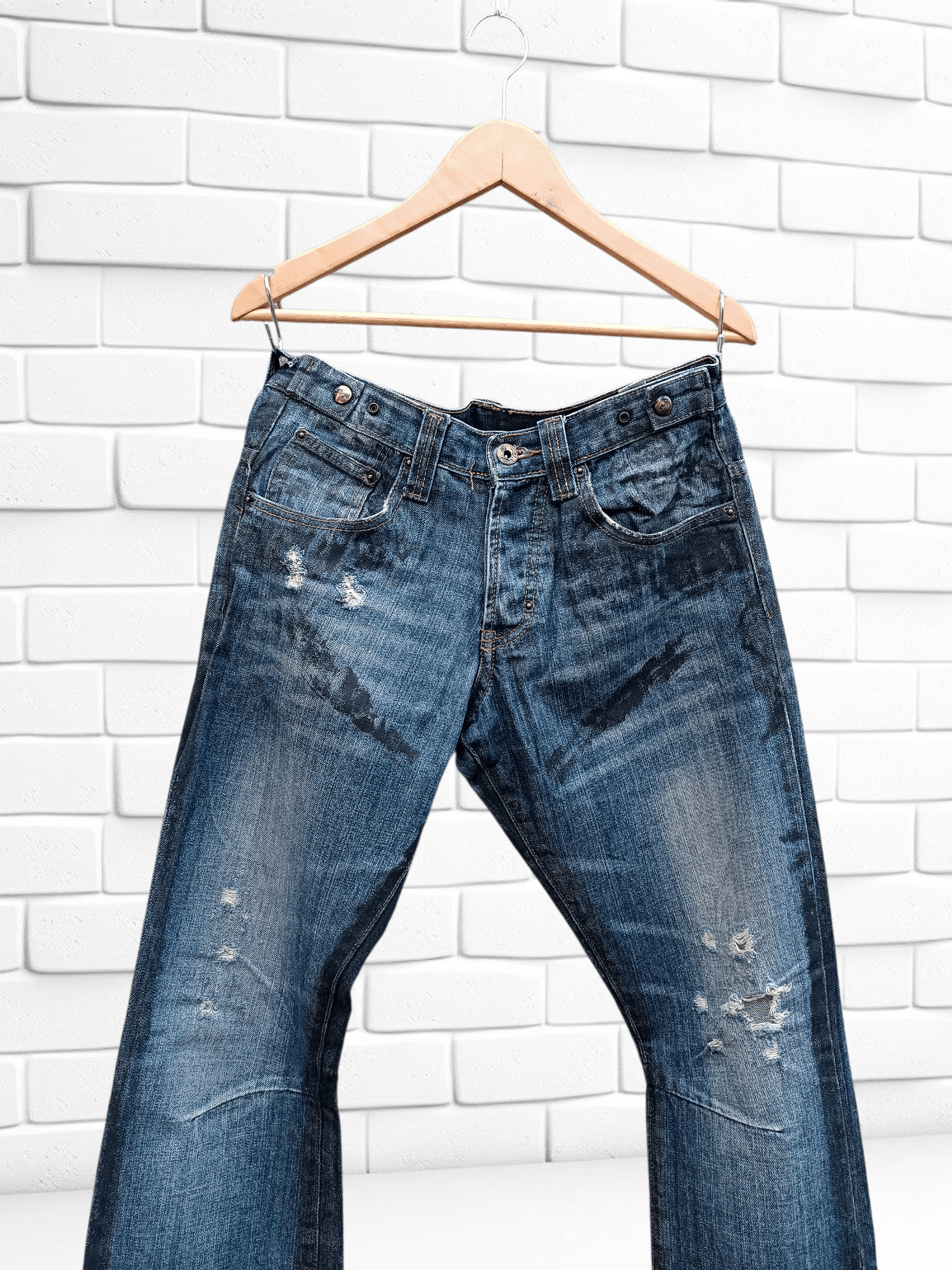 Japanese Brand Vintage Prps Noir Denim Distressed Waxed Coat Jeans Size US 28 / EU 44 - 4 Thumbnail