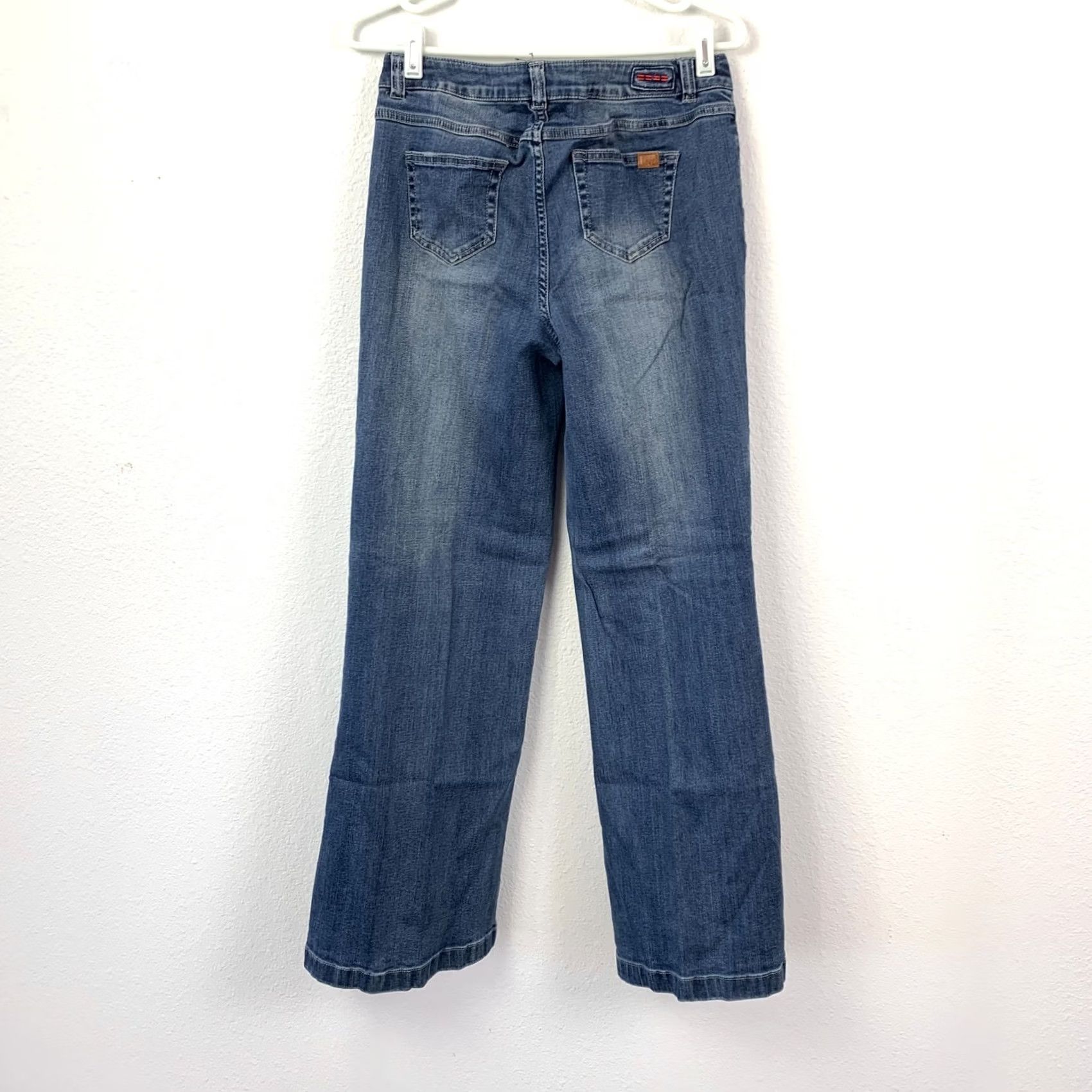 Vintage Peace Love World Women's Size 2 Blue Denim Jeans Wide Leg Button Side Seams Modern Peace Size 26" / US 2 / IT 38 - 8 Thumbnail