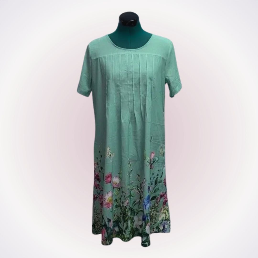 Other Teal Shift Dress with Floral Pattern Trim | Sz M Size M / US 6-8 / IT 42-44 - 1 Thumbnail