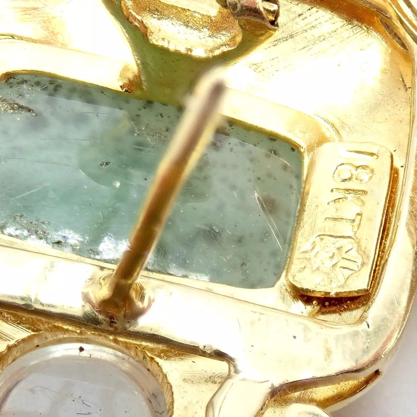 Vintage Paula Crevoshay 18k Gold Smithsonite Moonstone Earrings OOAK Size ONE SIZE - 4 Thumbnail