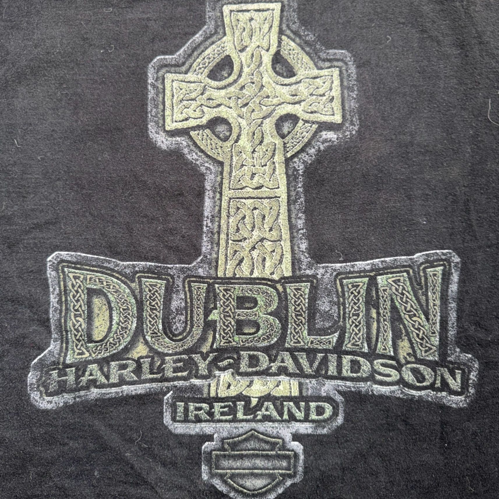 Harley Davidson VINTAGE Harley-Davidson Dublin Ireland T Shirt XL Black Graphic Tee Men 70s 80s Motorcycle Cross Logo Double-Sided Run Size US XL / EU 56 / 4 - 2 Thumbnail