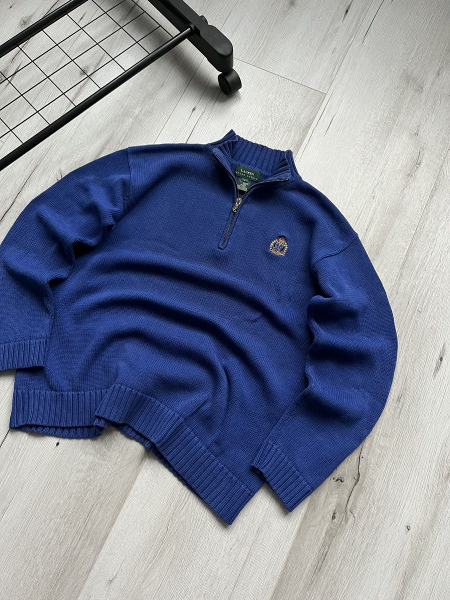 Lauren Ralph Lauren × Polo Ralph Lauren × Vintage LRL Lauren Ralph Lauren 1/3 Quarter Zip Knit Blue Sweater Size US M / EU 48-50 / 2 - 3 Thumbnail