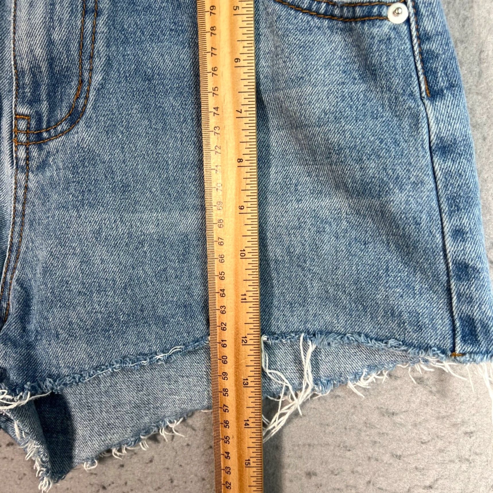 PRINCESS POLLY Princess Polly Womens Denim Shorts 100% Cotton Distressed Blue 2.5in Inseam Flat Front 5-Pocket Design High Rise Size 6 Summer Spring Womens Size 28" / US 6 / IT 42 - 6 Thumbnail