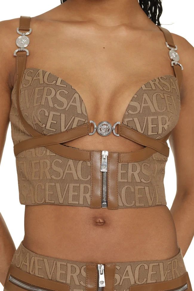Versace o1y0226 Logo Crop Top in Camel Size S / US 4 / IT 40 - 5 Thumbnail