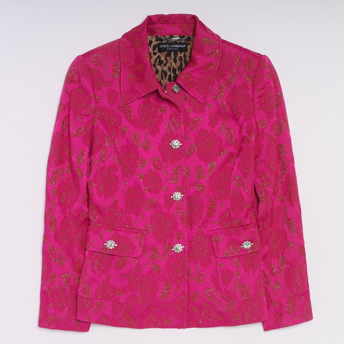Dolce & Gabbana Dolce Gabbana Tuxedo Jacquard Blazer Silk Pink Jacket Flower Size XS / US 0-2 / IT 36-38 - 1 Thumbnail