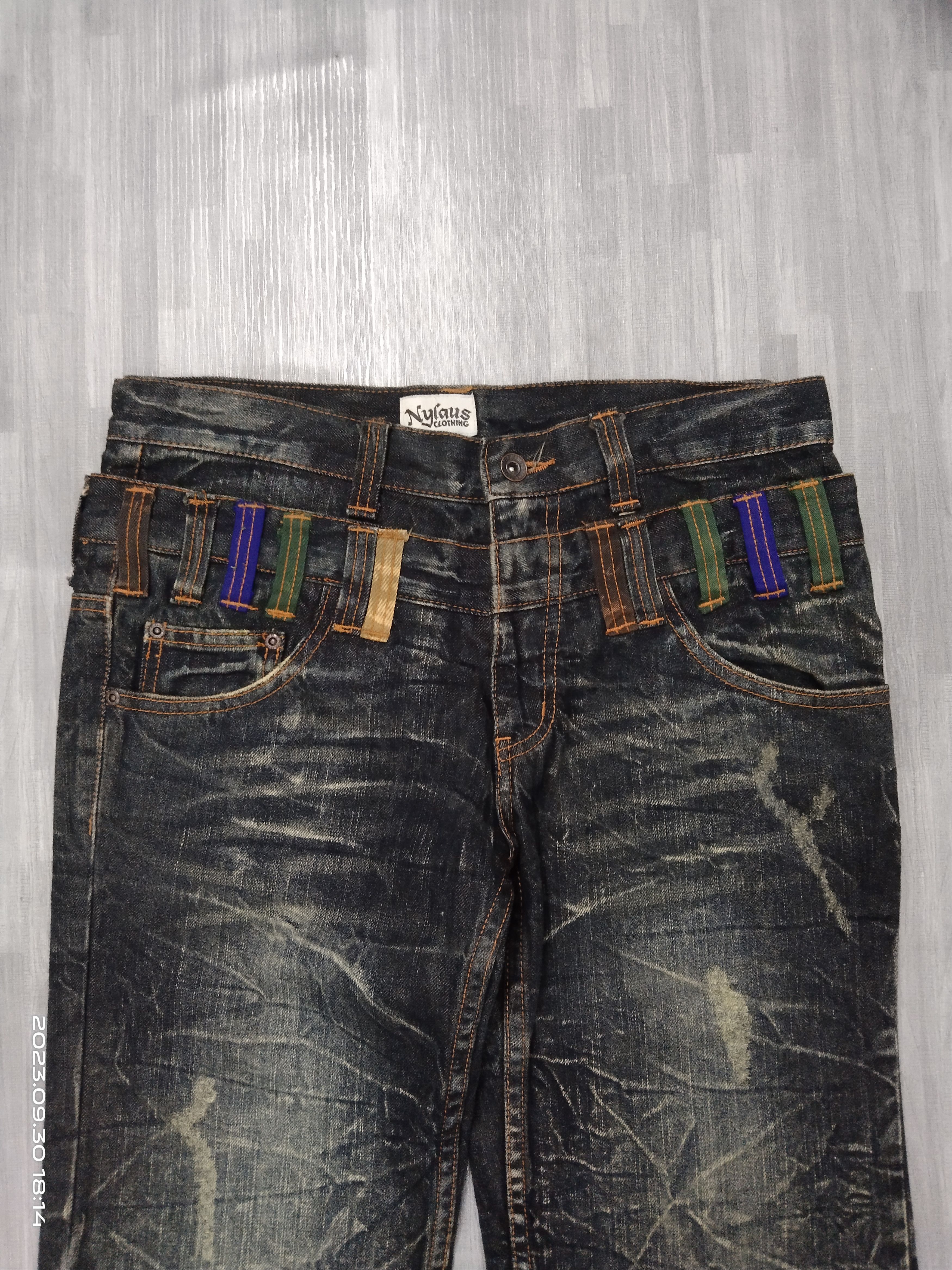 Japanese Brand DOUBLE WAIST SICK RUSTY NYLAUS DENIM PANTS Size US 31 - 4 Thumbnail