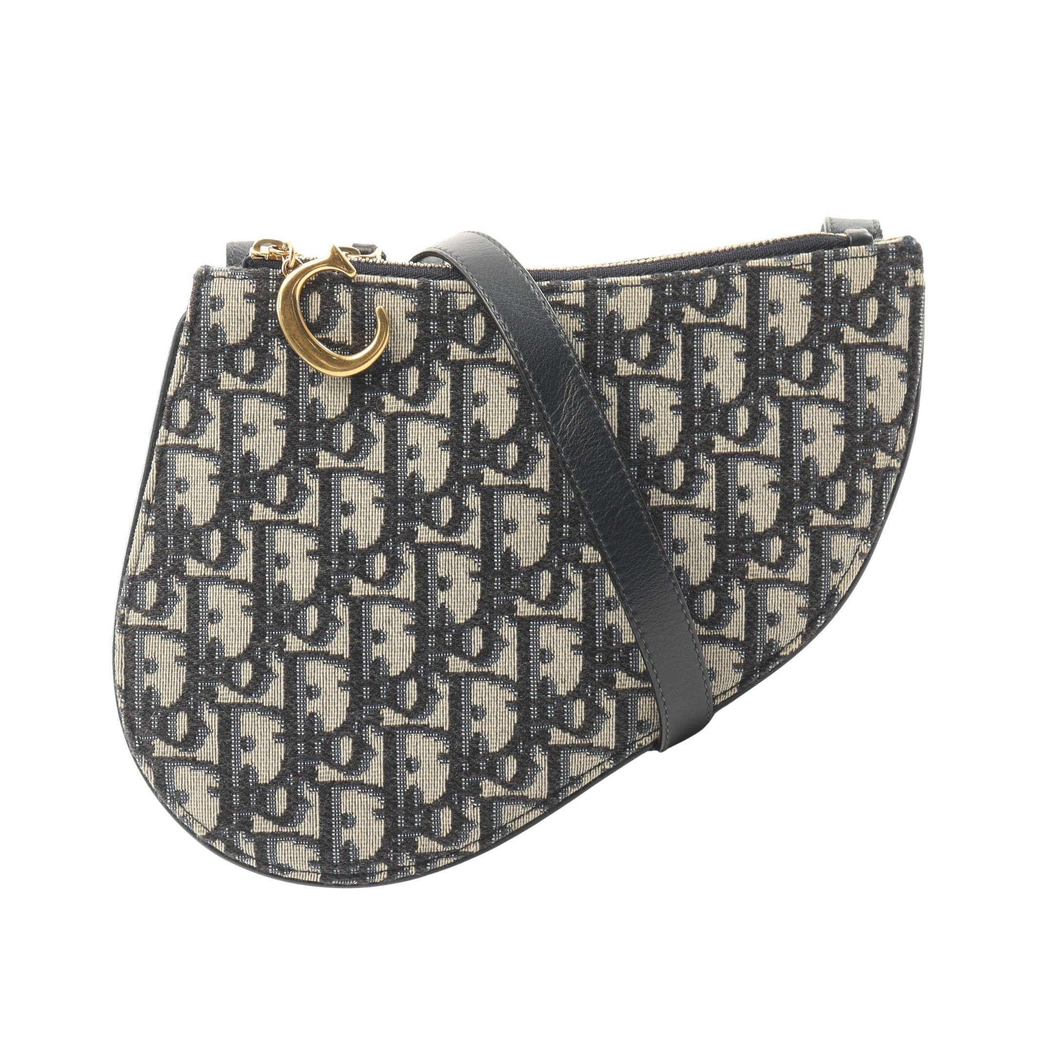 Dior Dior Saddle Oblique Shoulder Bag Canvas Leather Light Gray Navy Size ONE SIZE - 1 Thumbnail