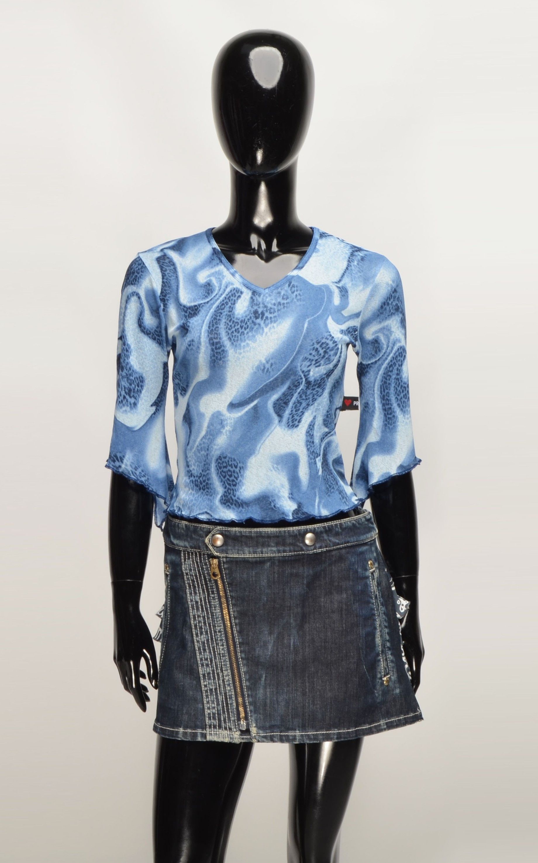 Other Prestige Y2K Mesh Sheer Swirl Print Cyber Grunge Blouse Size S / US 4 / IT 40 - 1 Thumbnail