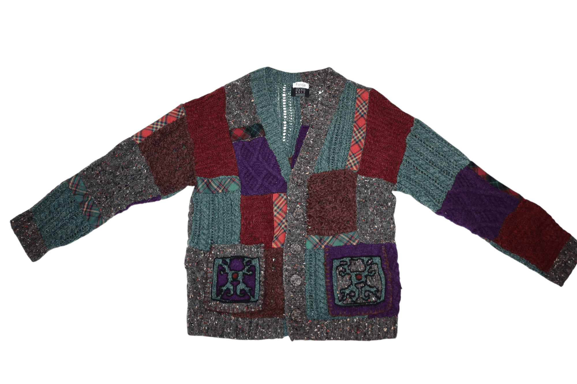 Yoshiyuki Konishi FICCE Yoshiyuki Konishi Boro Patchwork Crochet Knit Cardigan Size US L / EU 52-54 / 3 - 3 Thumbnail
