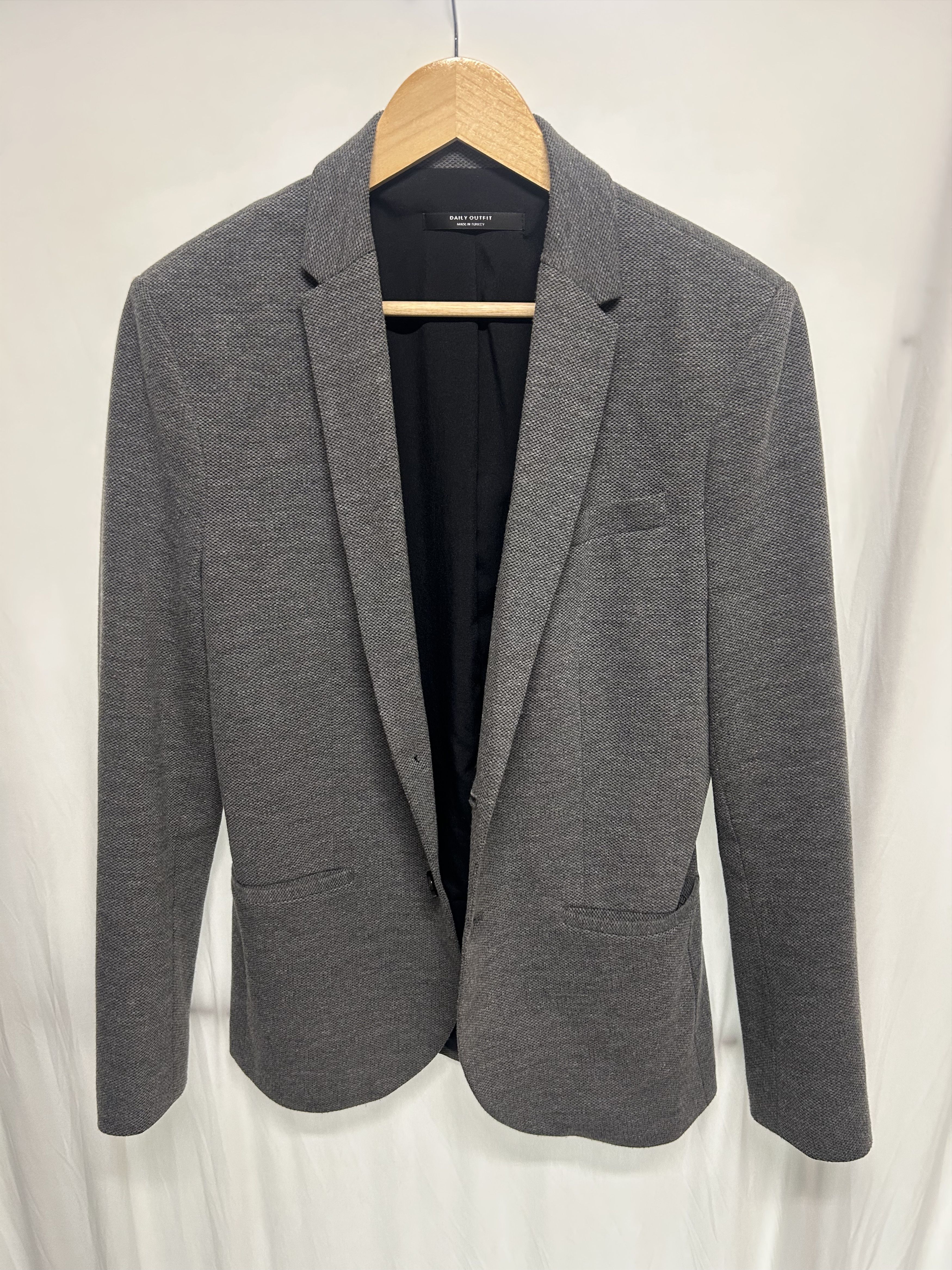 Zara Zara Gray Cotton Textured Blazer Size US XS / EU 42 / 0 - 4 Thumbnail