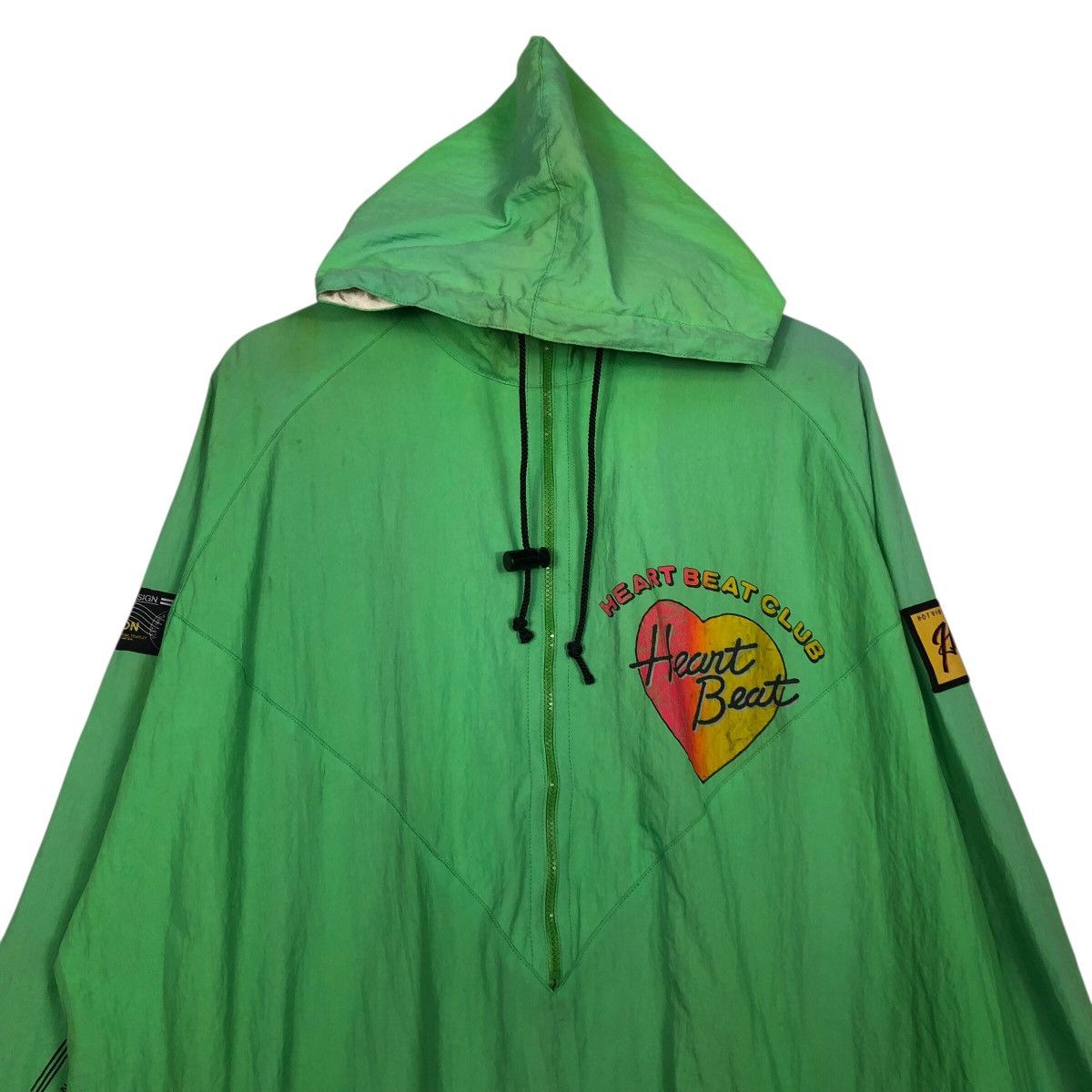 Japanese Brand 80s Heart Beat Club Neon Green Parka Vibration Surf Skate Size US M / EU 48-50 / 2 - 4 Thumbnail