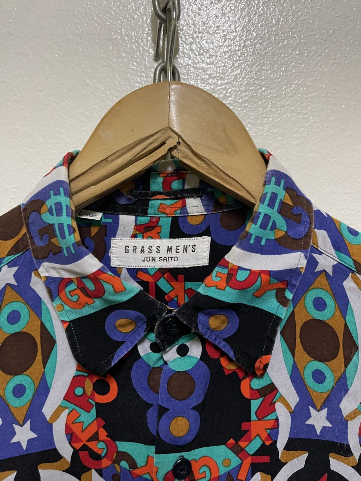 Japanese Brand × Vintage Grass Mens Jun Saito Full Print Shirt Size US L / EU 52-54 / 3 - 7 Thumbnail