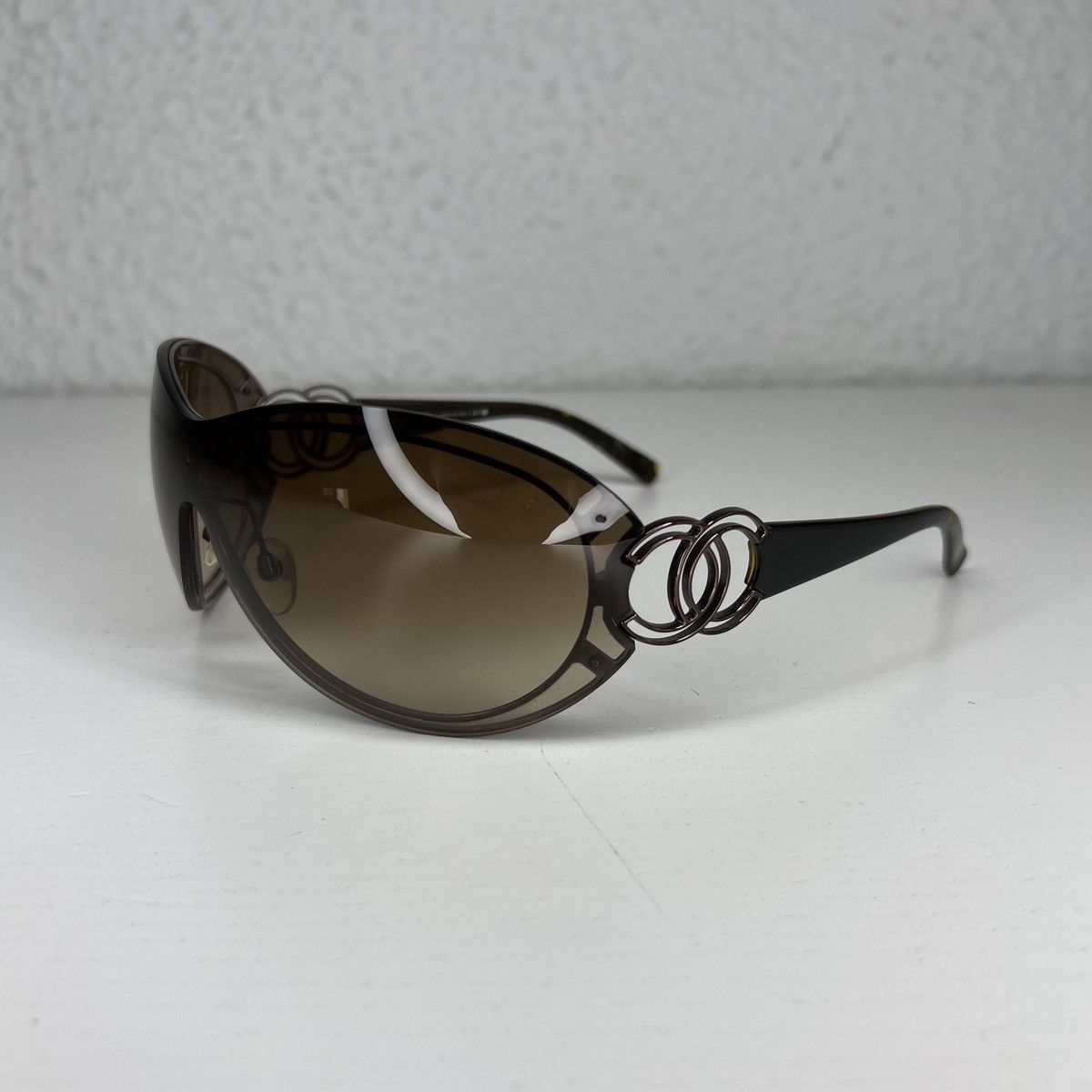 Chanel Chanel CC Oversized Brown Sunglasses Brown Fade Y2K Retro Size ONE SIZE - 2 Thumbnail