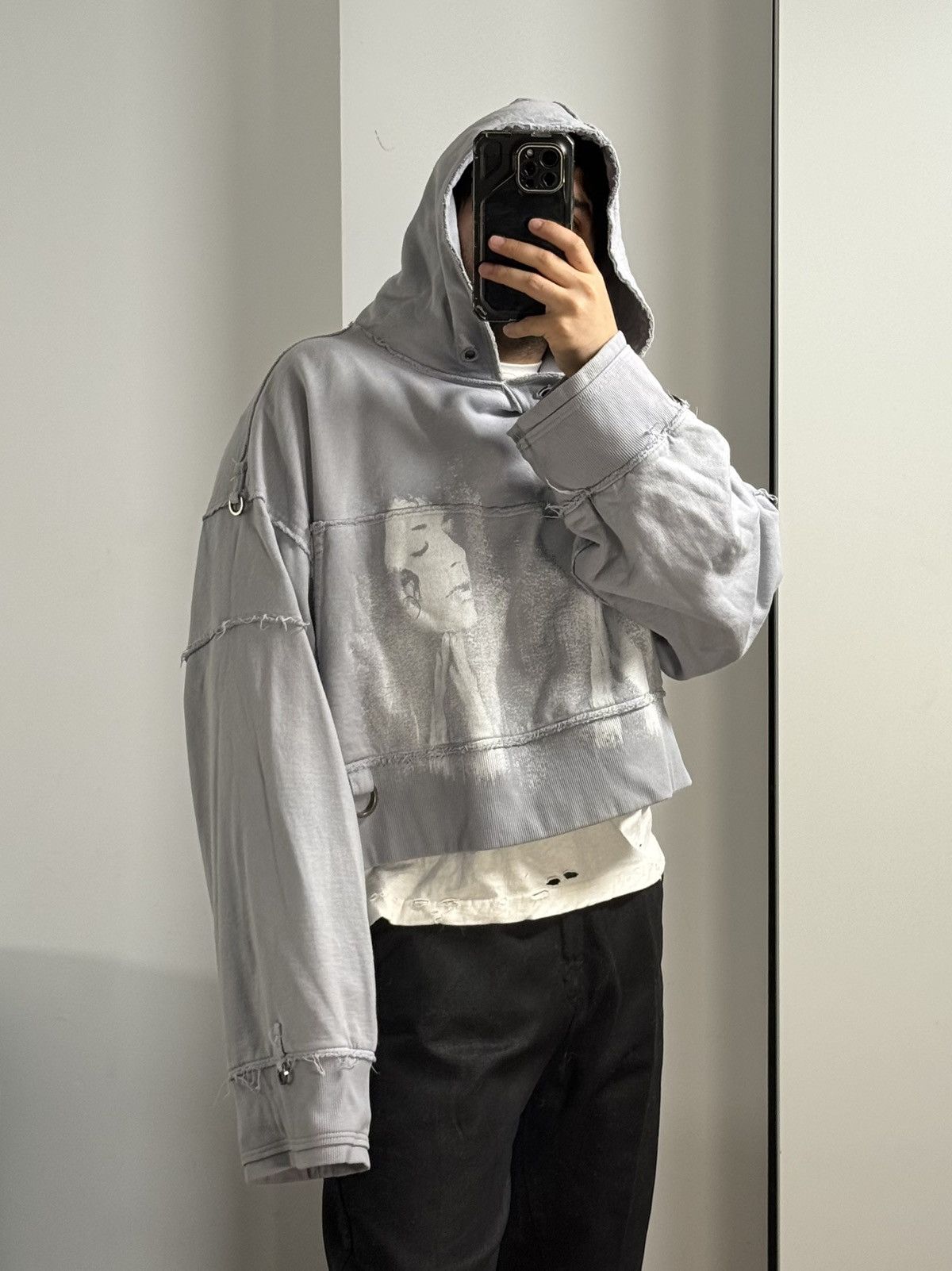 SHINE LUXURY RARE “MARTYR LOREM” Cropped Bondage Hoodie - Light Lavander Size US L / EU 52-54 / 3 - 15 Thumbnail