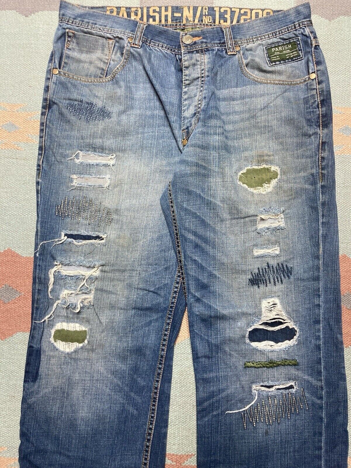 Vintage y2k baggy jeans parish distressed repaire faded grunge 36x31 Size US 36 / EU 52 - 3 Thumbnail