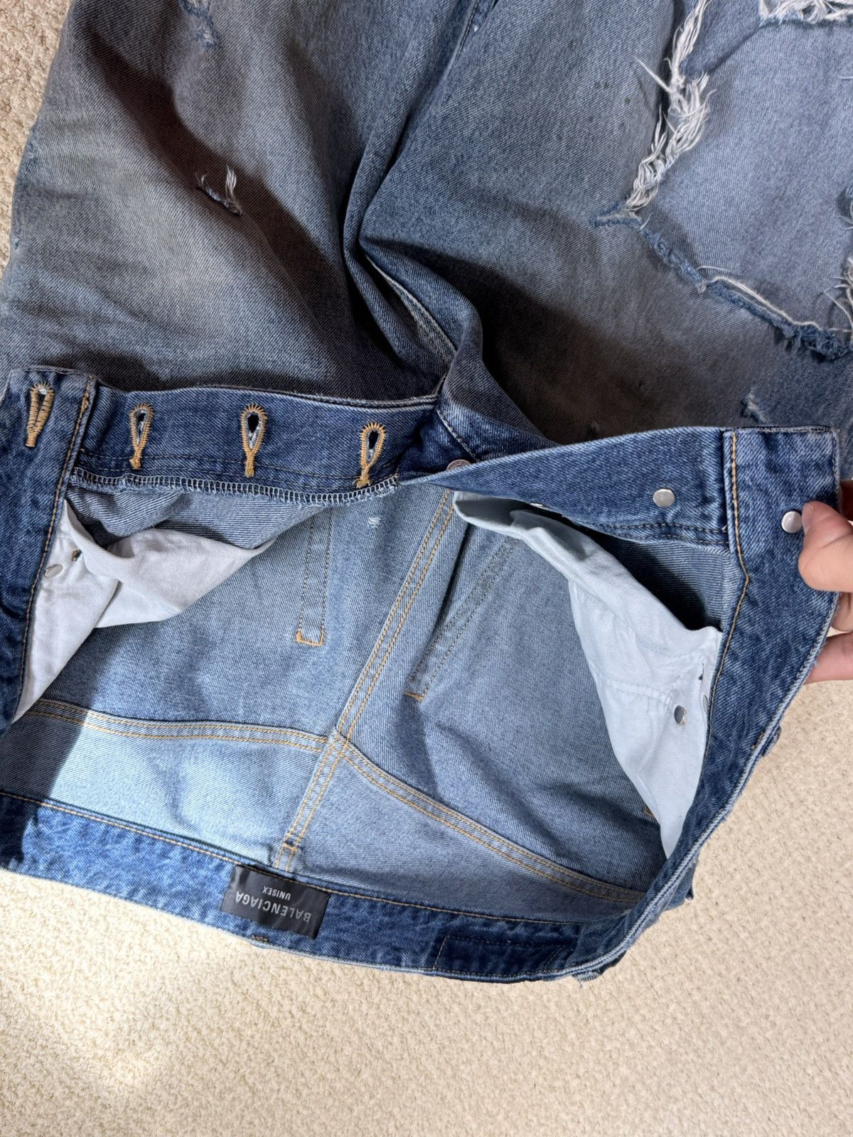 Balenciaga Balenciaga Organic Blue Japanese Denim Dirty Pale Blue Size US 34 / EU 50 - 16 Thumbnail
