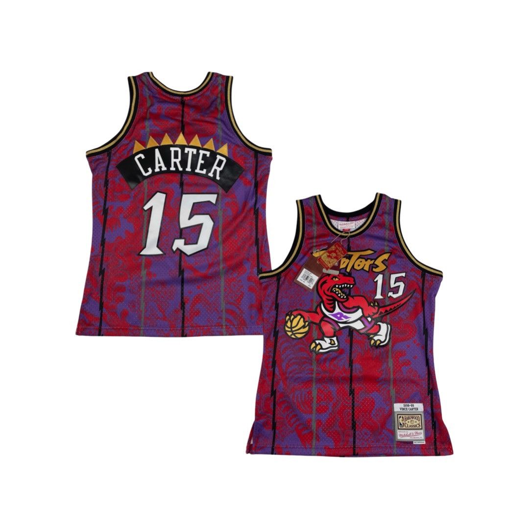 image of Mitchell Ness Mitchell & Ness Raptors Vince Carter Chinese New Year Jersey in Red/Purple (Size Medi