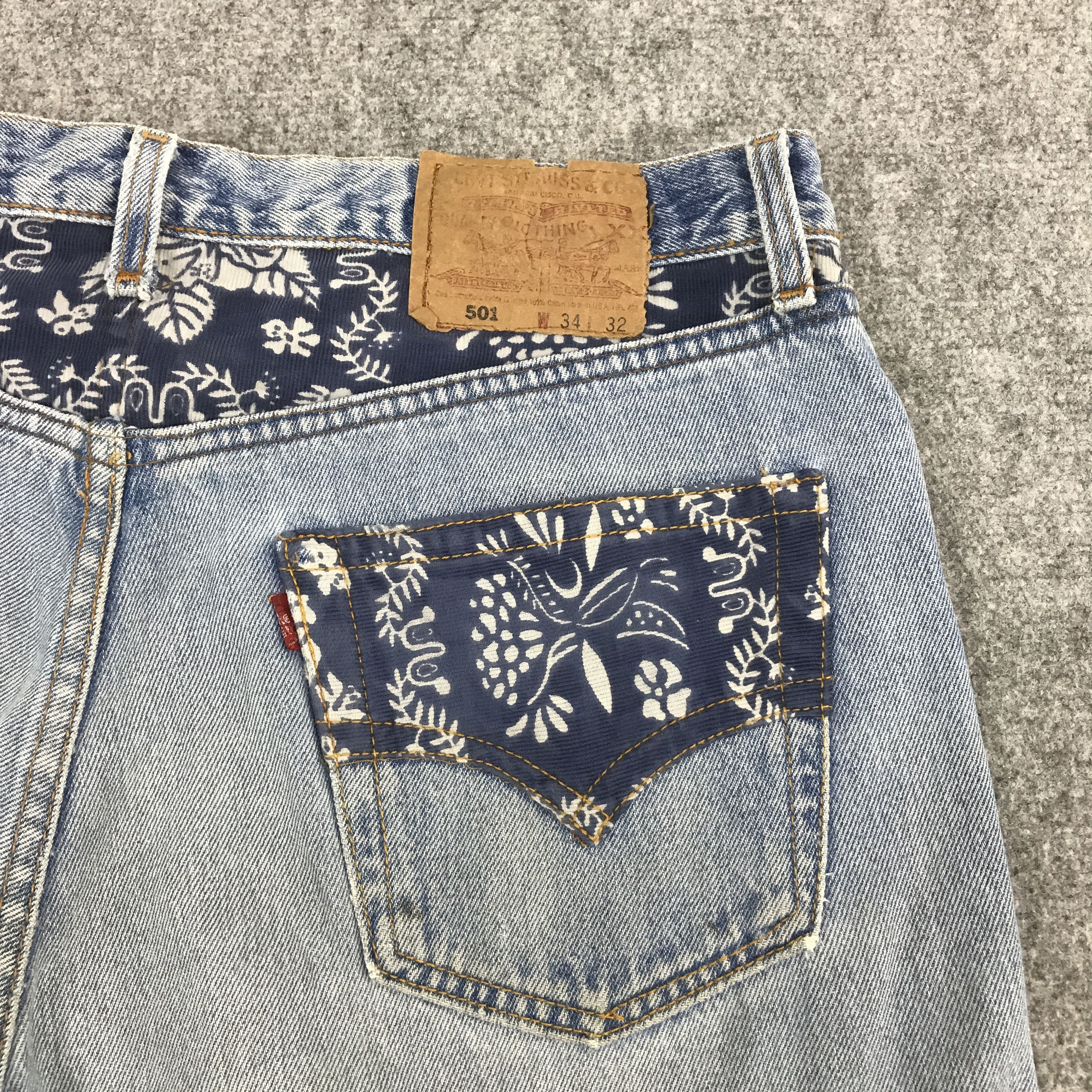 Levi's Vintage Clothing × Vintage LEVI'S 501 DISTRESSED PATCHWORK DENIM JEANS Size US 32 / EU 48 - 8 Thumbnail