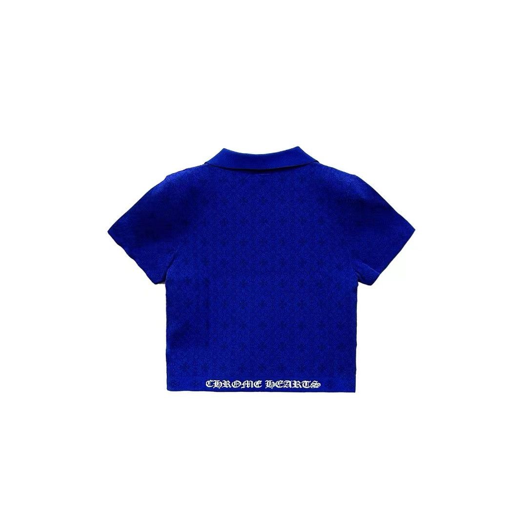 Chrome Hearts Chrome Hearts Blue Tonal Monogram Knit Short Sleeve Tee Size M / US 6-8 / IT 42-44 - 2 Thumbnail