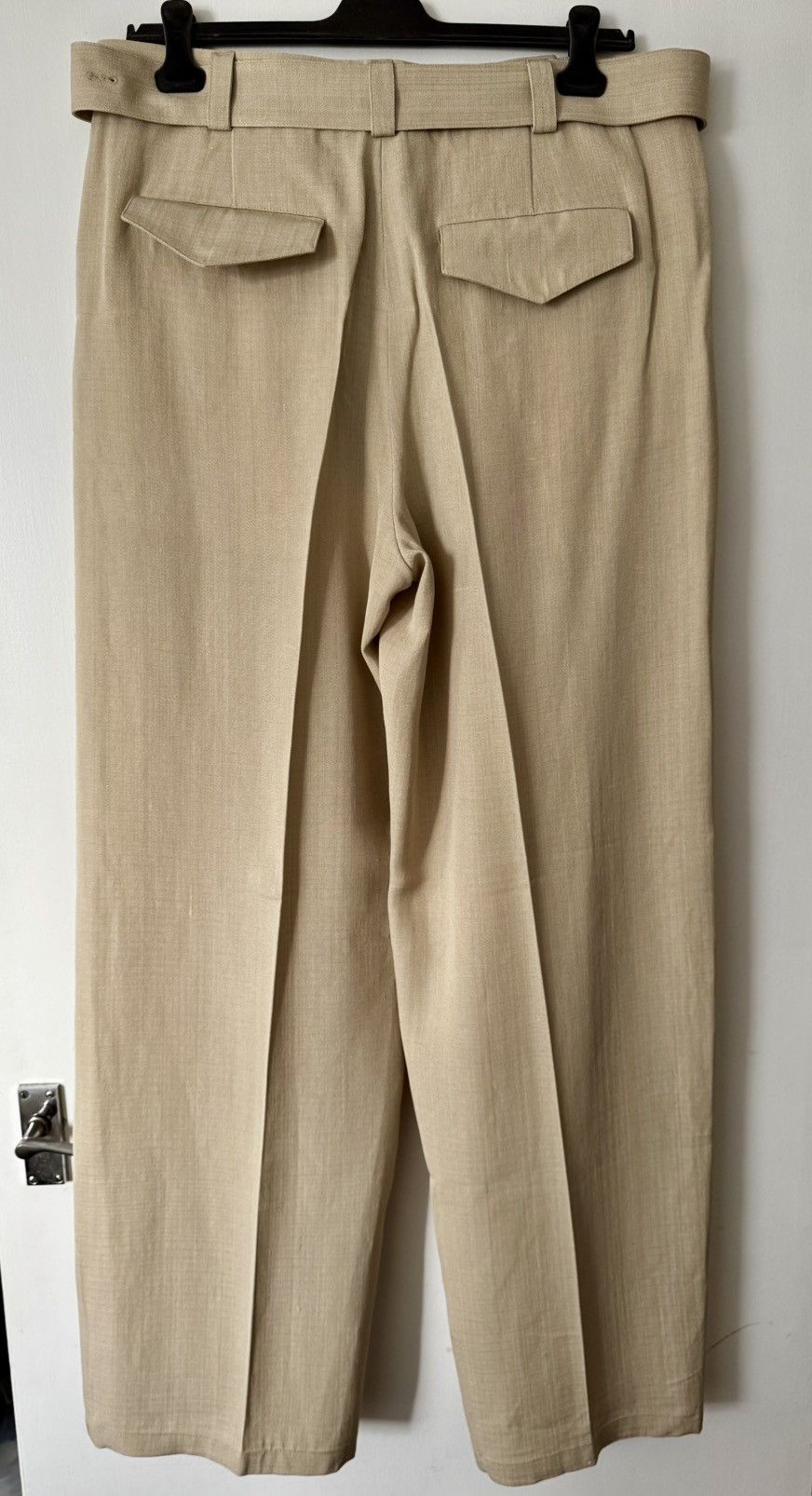 Jil Sander Jil Sander Beige Silk-Viscose Belted Wide-Leg Trousers – 52 Size US 36 / EU 52 - 7 Thumbnail