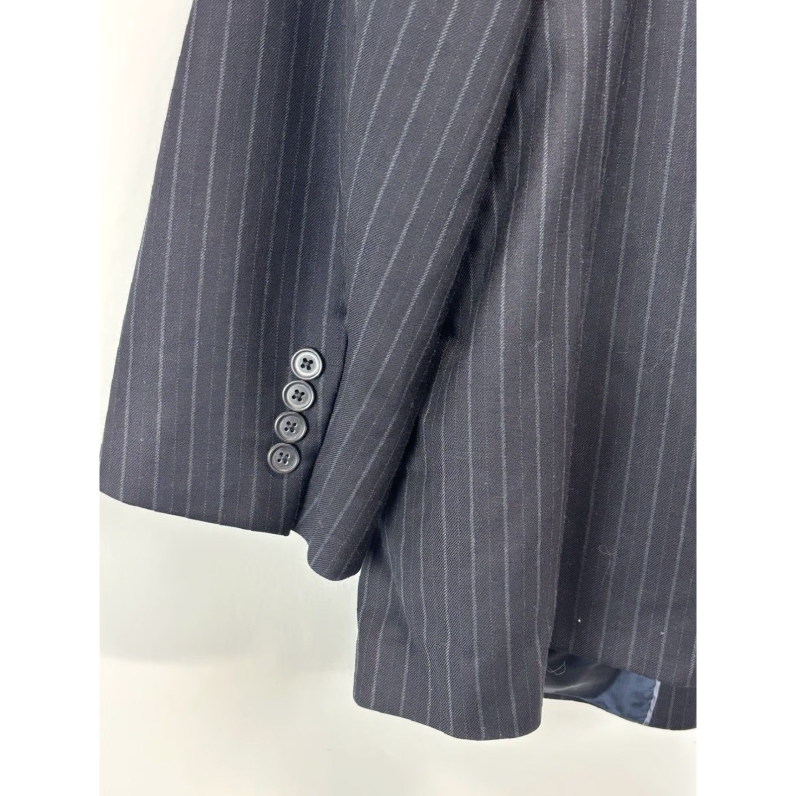 Brooks Brothers BROOKS BROTHERS 346 2 PIECE SUIT JACKET PANTS MEN Navy Pinstripe Wool 46L 38x30.5 Regular Two-Button Suit Set Mens Size 46R - 6 Thumbnail
