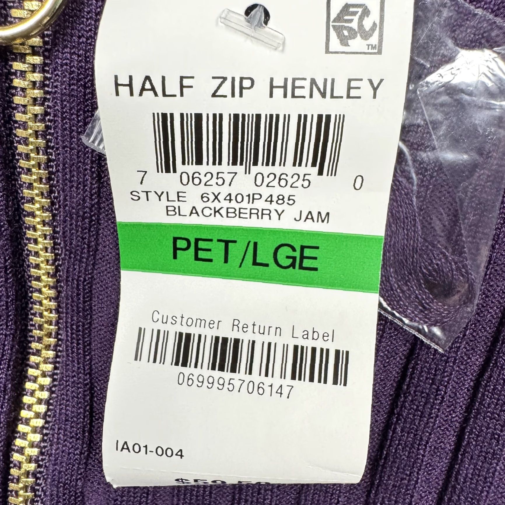 Vintage INC International Concepts Shirt Womens PL Petite Dark Purple Half Zip Henley Sweater Crew Neck Zipper 1/2 Zip Knit Womens Petite Size L / US 10 / IT 46 - 2 Thumbnail