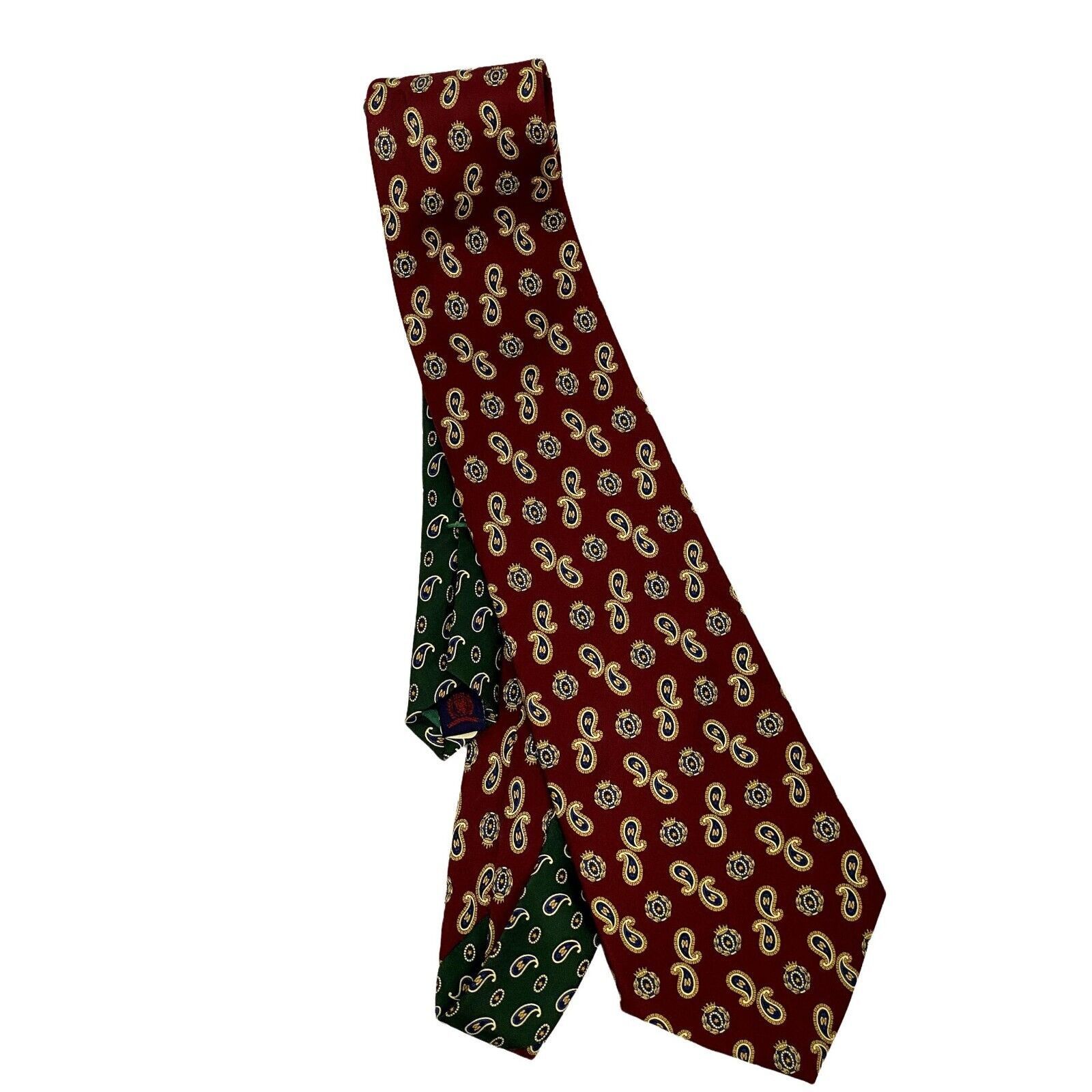 Tommy Hilfiger Tommy Hilfiger Necktie 100% Silk Paisley Crest Print Vtg 60" Size ONE SIZE - 1 Thumbnail