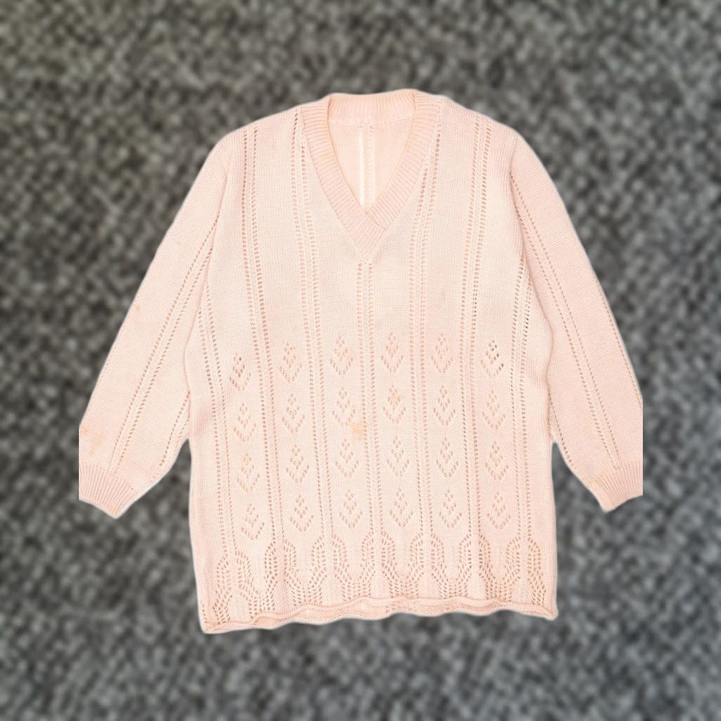Pinko VINTAGE Womens Jumper Sweater UK 14 Large Pink Cotton 3/4 Sleeve V-Neck Size L / US 10 / IT 46 - 1 Thumbnail