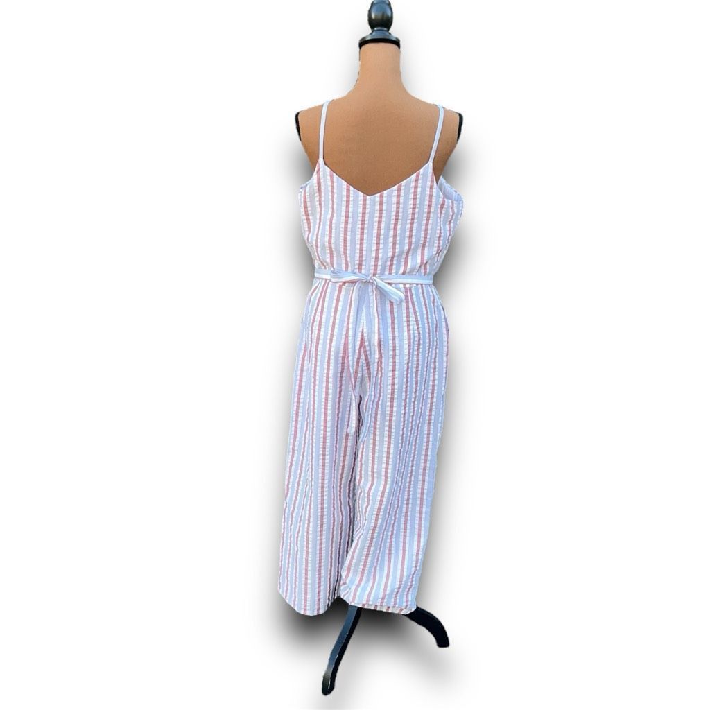 Other BP. Wide Leg Cropped Palazzo Pant Jumpsuit Striped Side Zip Size 34" / US 12 / IT 48 - 6 Thumbnail