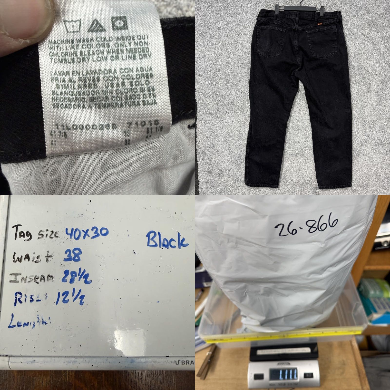 Wrangler Wrangler Jeans Mens 38x28.5 Black Straight Denim 87619CB Workwear Classic Jeans Size US 38 / EU 54 - 8 Thumbnail