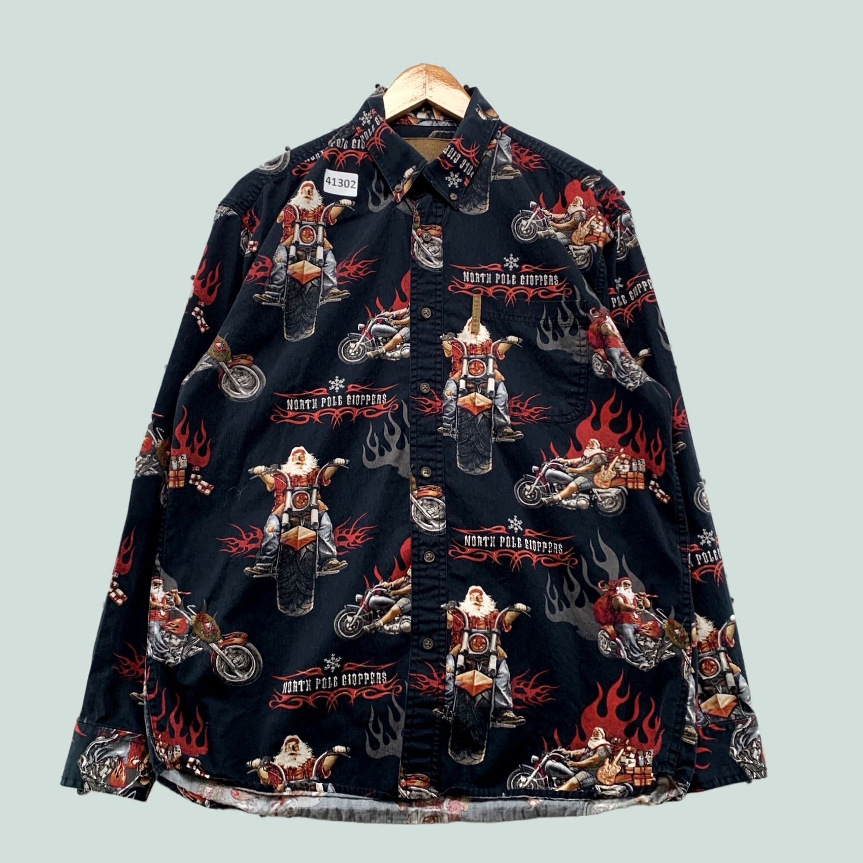 Vintage VINTAGE Clearwater Santa Motorcycle Shirt Mens Medium Black Flames Button Size US M / EU 48-50 / 2 - 1 Thumbnail