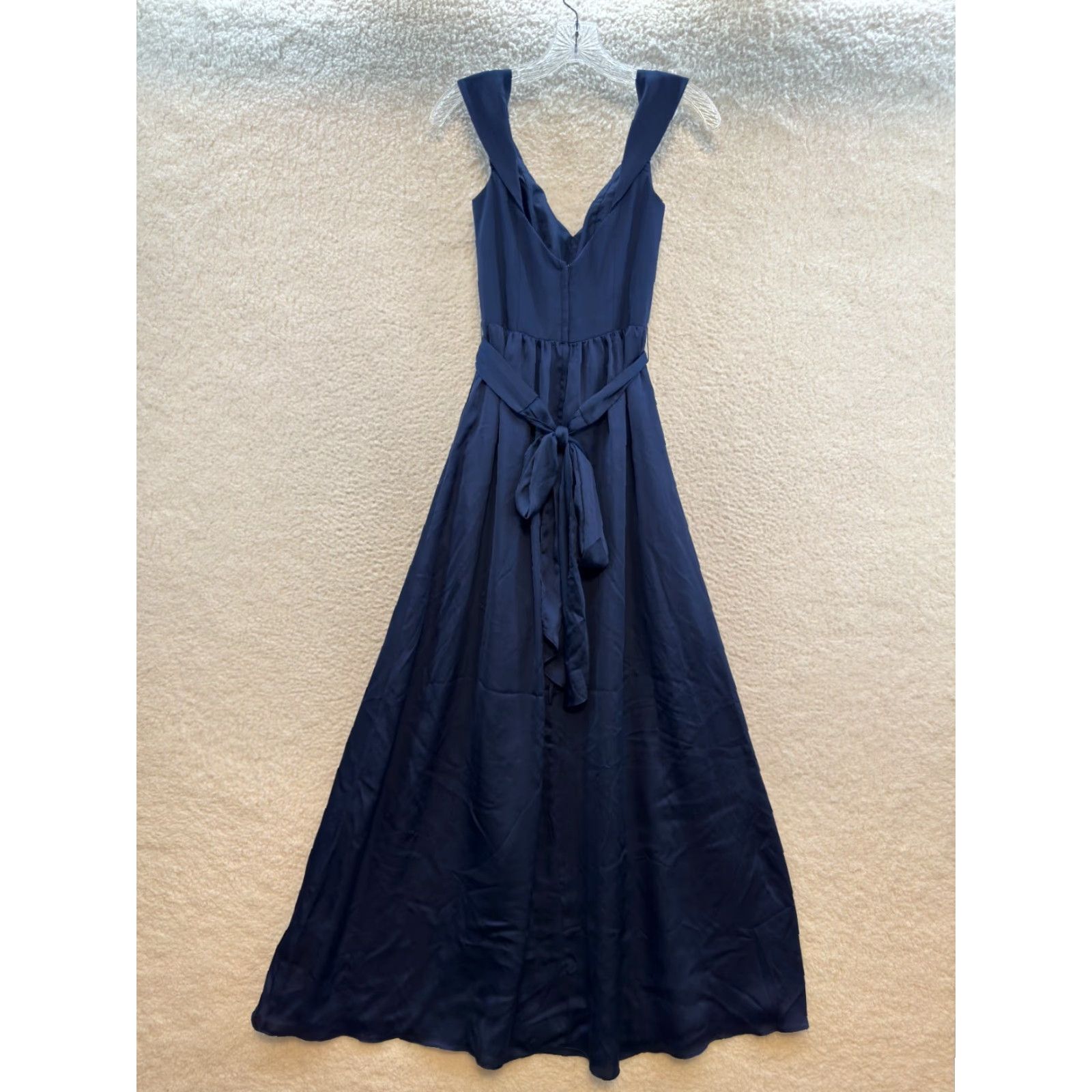 Vintage VINTAGE David's Bridal Bridesmaid Dress Navy Blue Formal Long Full Length Bow Boned Shirt/… Size XS / US 0-2 / IT 36-38 - 2 Thumbnail
