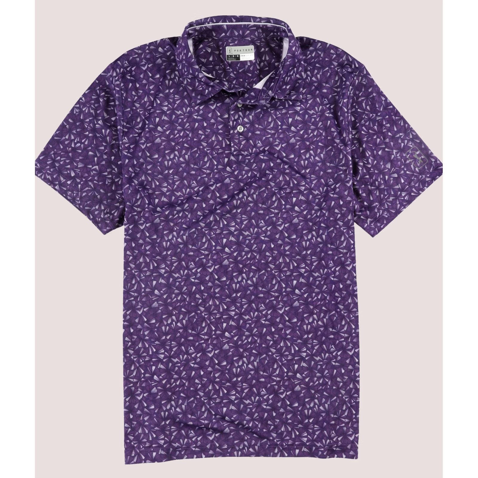 PGA Tour PGA Tour Mens Athletic Fit Printed Polo Shirt, Purple, L, Golf, Sports Size US L / EU 52-54 / 3 - 1 Thumbnail
