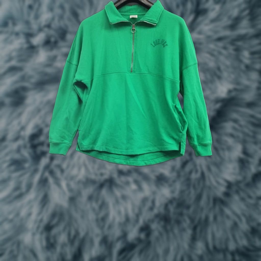 Victoria's Secret VINTAGE Victoria's Secret PINK Sweatshirt 1/4 Zip Sweater Women Size S Green Long Sleeve Pullover Mock Neck Activewear Regular Fit Size S / US 4 / IT 40 - 1 Thumbnail