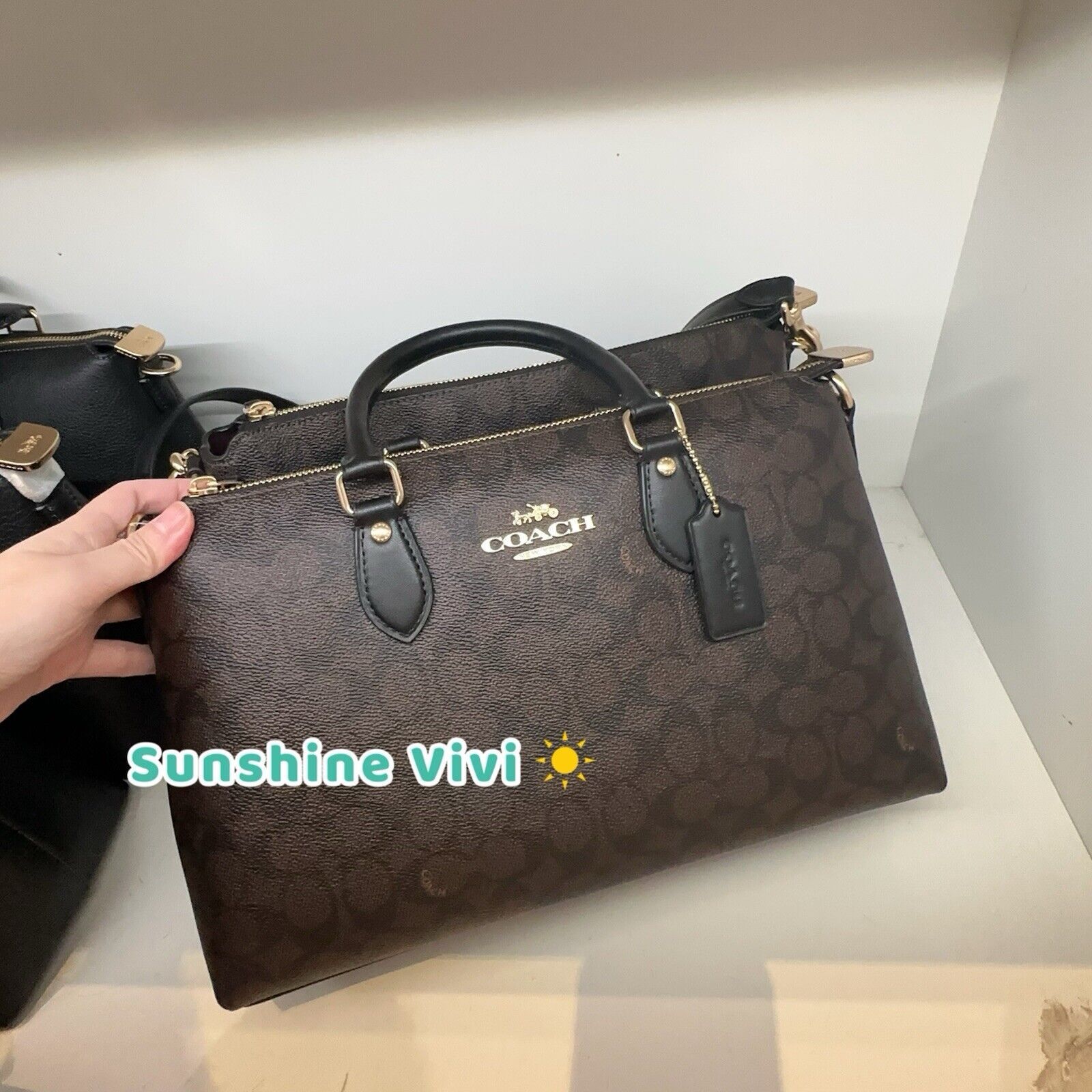 Coach NWT COACH CW422 Georgia Satchel Bag Signature Walnut/Black Size ONE SIZE - 1 Thumbnail