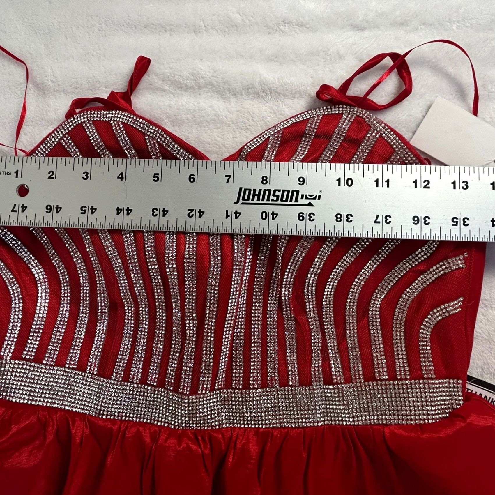 Vintage Crystal Doll Dress Juniors' Size 5 Red/Silver Rhinestone Fit & Flare Mini New Size S / US 4 / IT 40 - 7 Thumbnail
