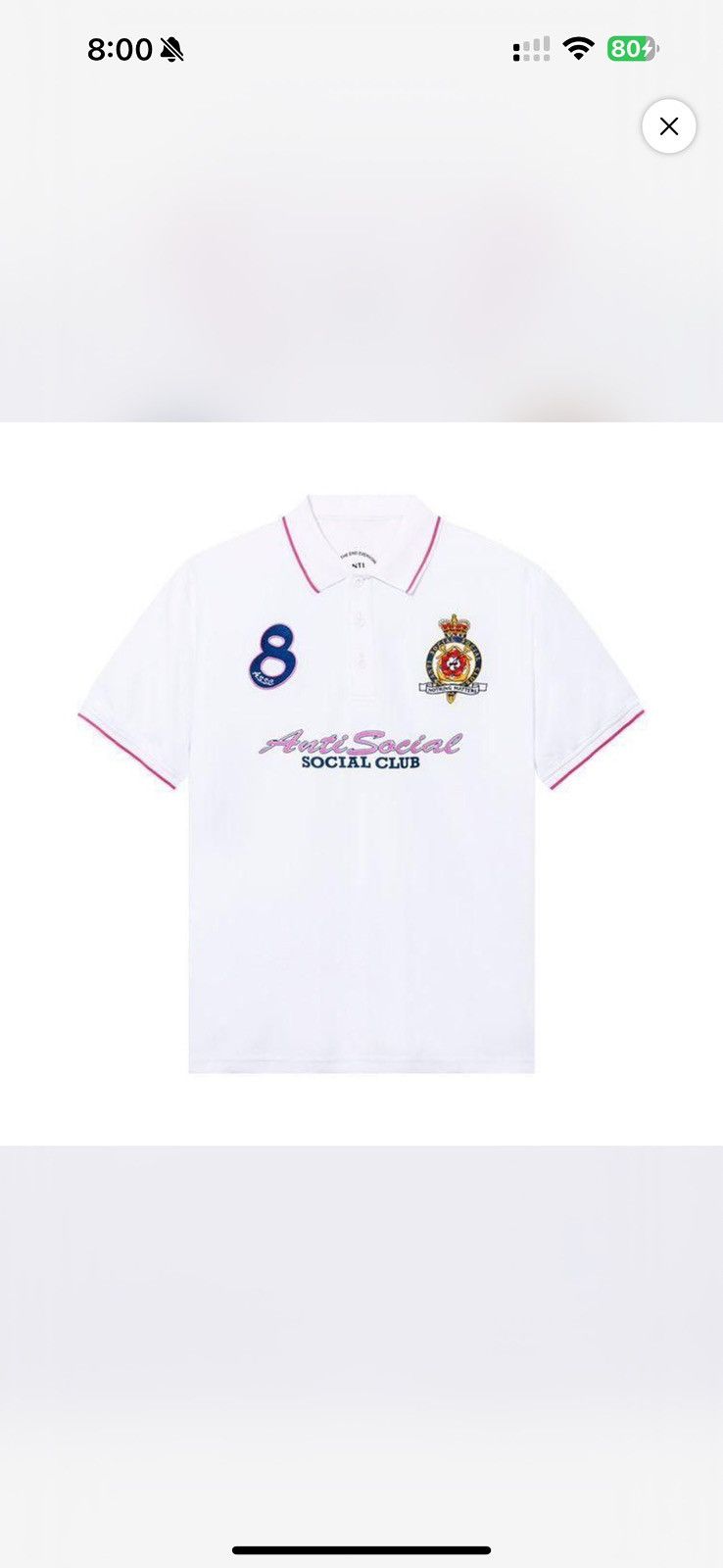 Anti Social Social Club Antisocial Social Club Monegasque White Polo w/ pink accents Size S / US 4 / IT 40 - 1 Preview