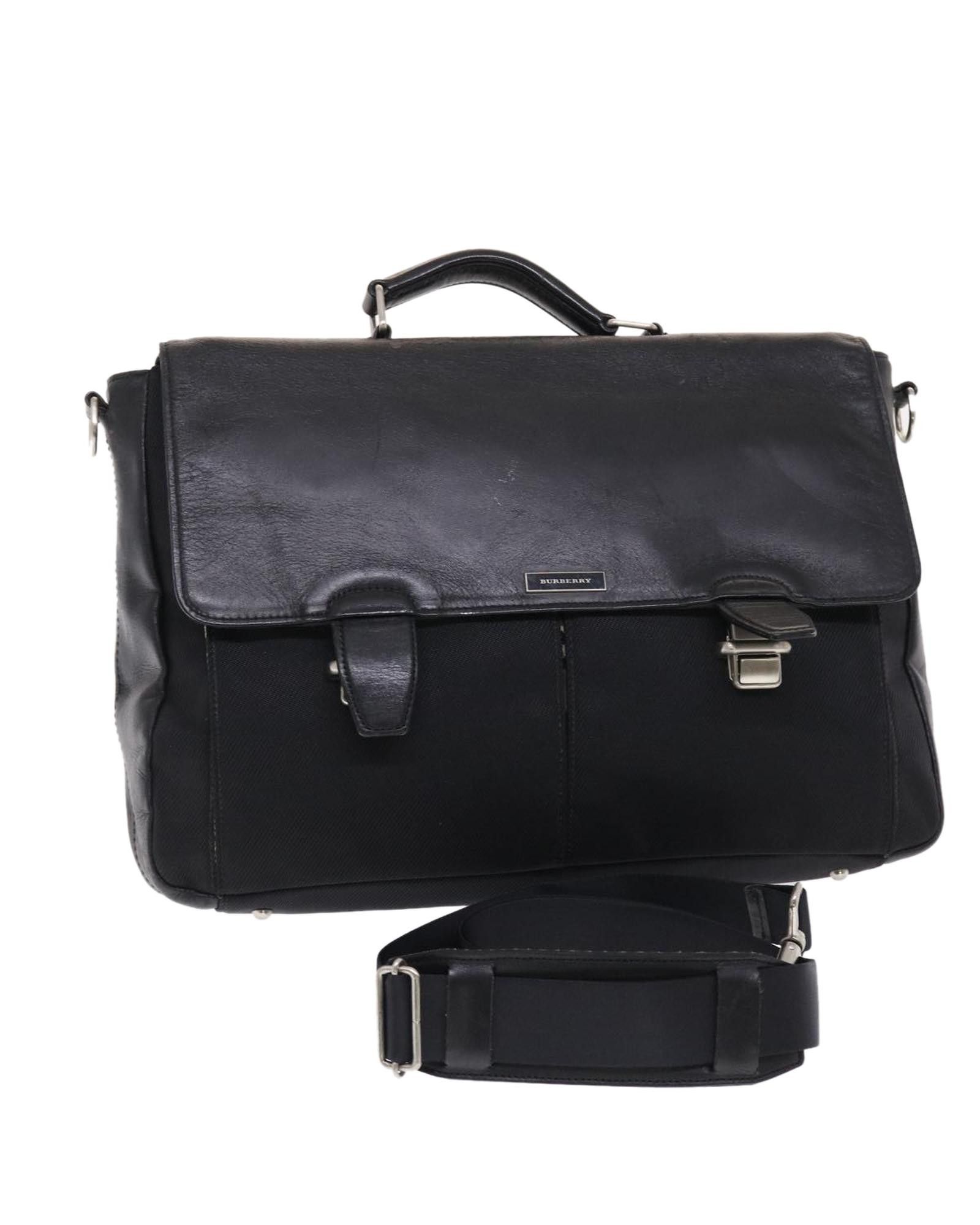 image of Burberry Canvas Leather Shoulder Bag Black, Women's
