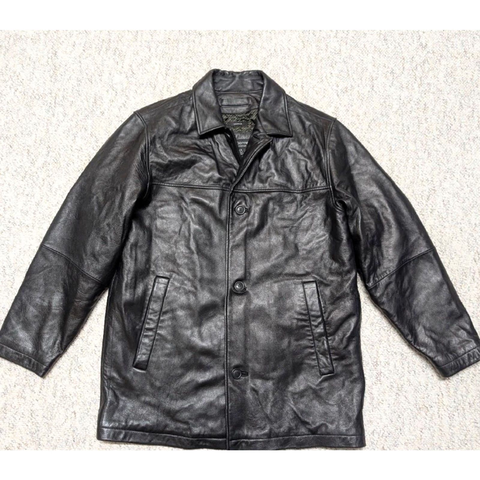Liz Claiborne VINTAGE Claiborne leather coat M Lambskin butter soft black motorcycle jacket Mens 42 1990s y2k coat Size US M / EU 48-50 / 2 - 3 Thumbnail