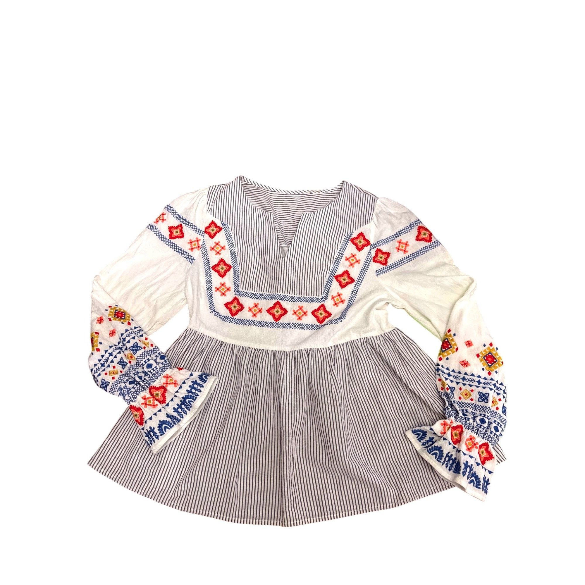 Other CCC Striped Bohemian Embroidered Long Sleeve Blouse V Neck P Size S / US 4 / IT 40 - 4 Thumbnail